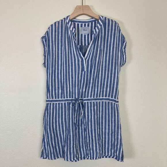 Rails Women's Size XS Blue Emma Mykonos Stripe Linen Mini Dress Cover Up Resort - Picture 16 of 17